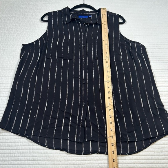 APT.9 Black Shirt with White Stripes. Sleeveless. Sheer. Career. Casual. Size XL - Picture 7 of 7